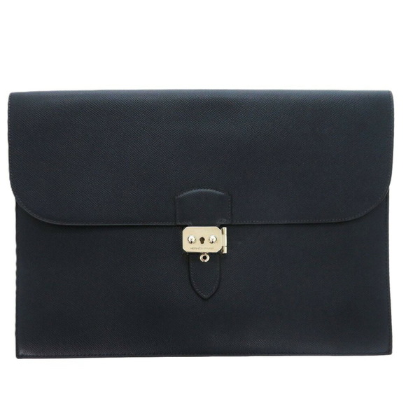 Hermès Sac A Depeche Couchbel Navy B Stamp 0282 Clutch Bag HERMES - Picture 1 of 9